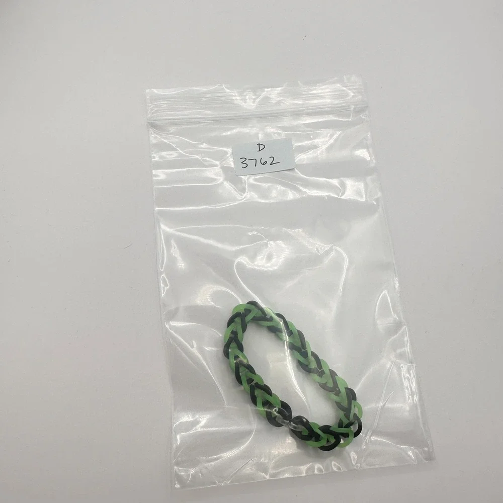 Vintage 90s Handmade Loom Rubber Band Bracelet Fishtail Weave Fashion Jewelry